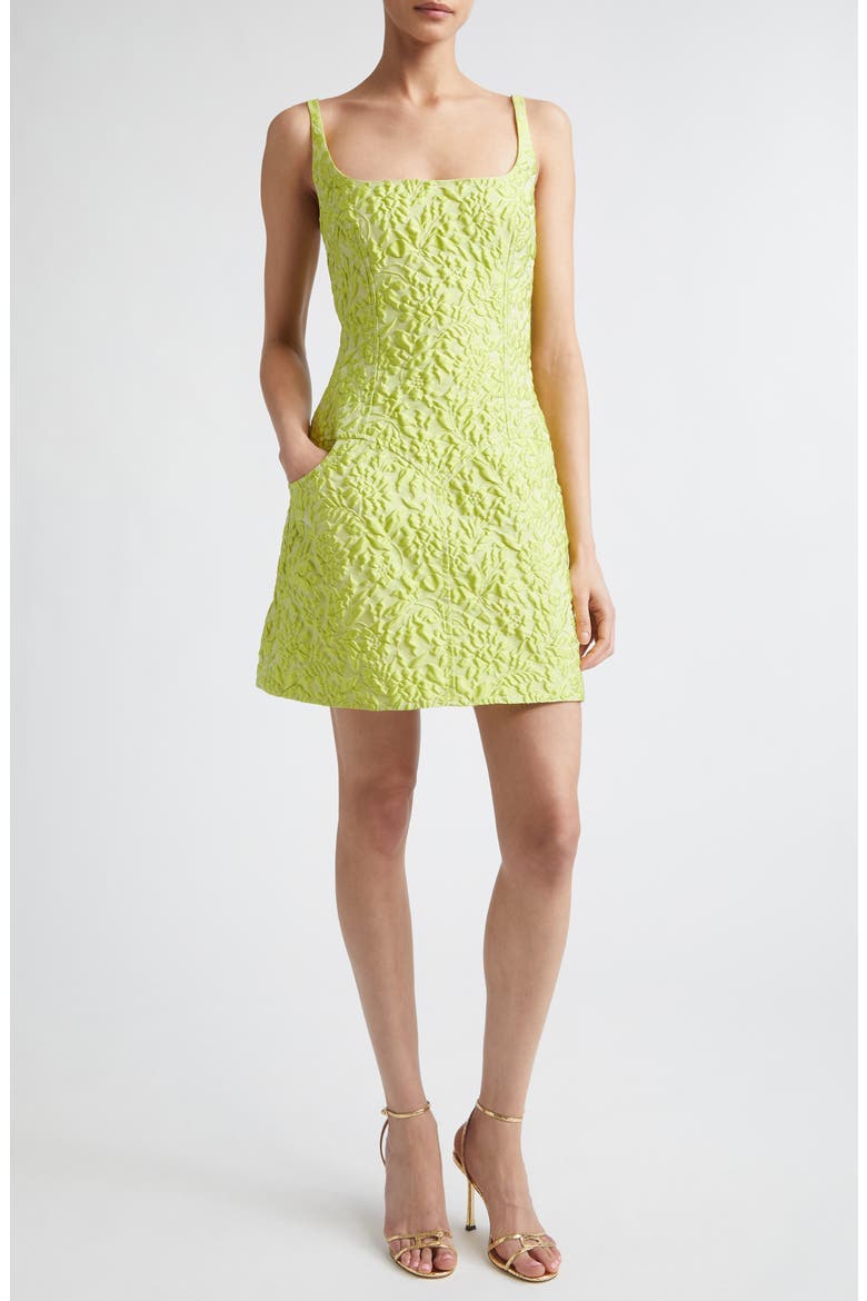 Eliezer Cloqué Minidress, Main, color, LIME GREEN