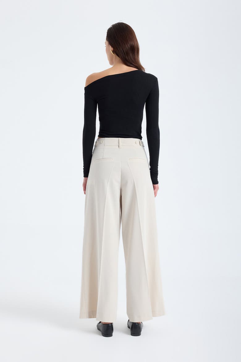 Liora Double Pleated Palazzo Trousers, Alternate, color, Stone