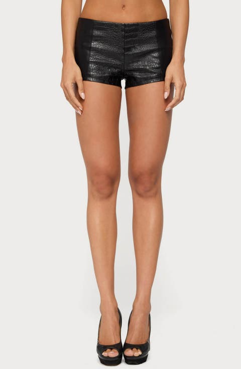 Zaci Croc Embossed Faux Leather Mini Shorts