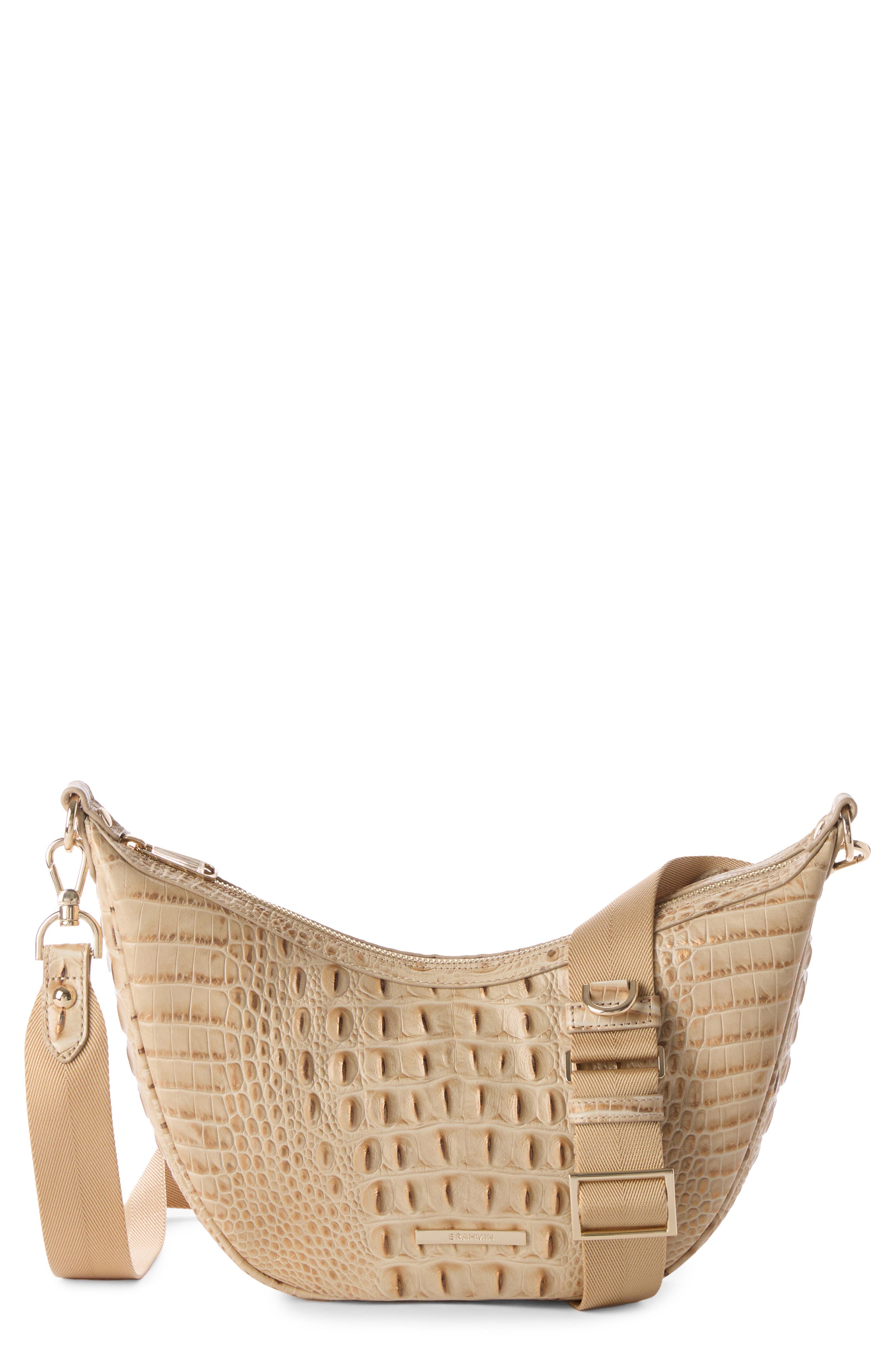 Brahmin Percy Croc Embossed Leather Crossbody Bag, Main, color, 