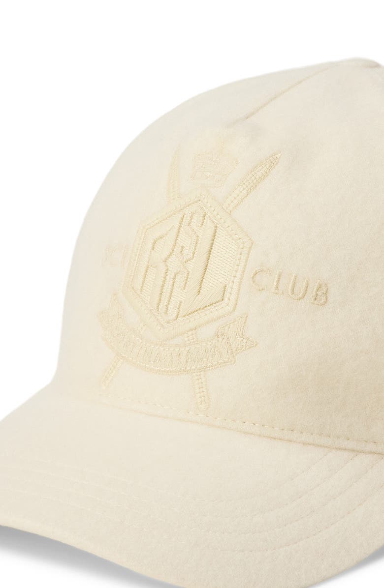 Ralph Lauren Purple Label Embroidered Cashmere Melton Adjustable Baseball Cap, Alternate, color, Classic Cream