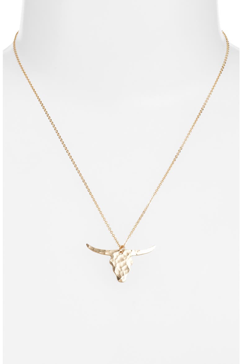 Longhorn Pendant Necklace, Alternate, color, GOLD FILL