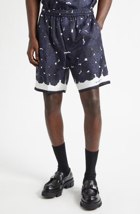 Floral Elastic Waist Silk Shorts