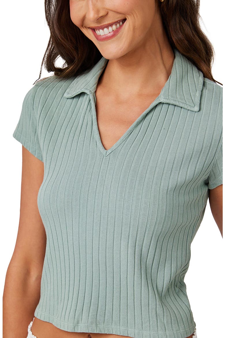 Collared Knit Crop Top, Alternate, color, CLEAN SAGE