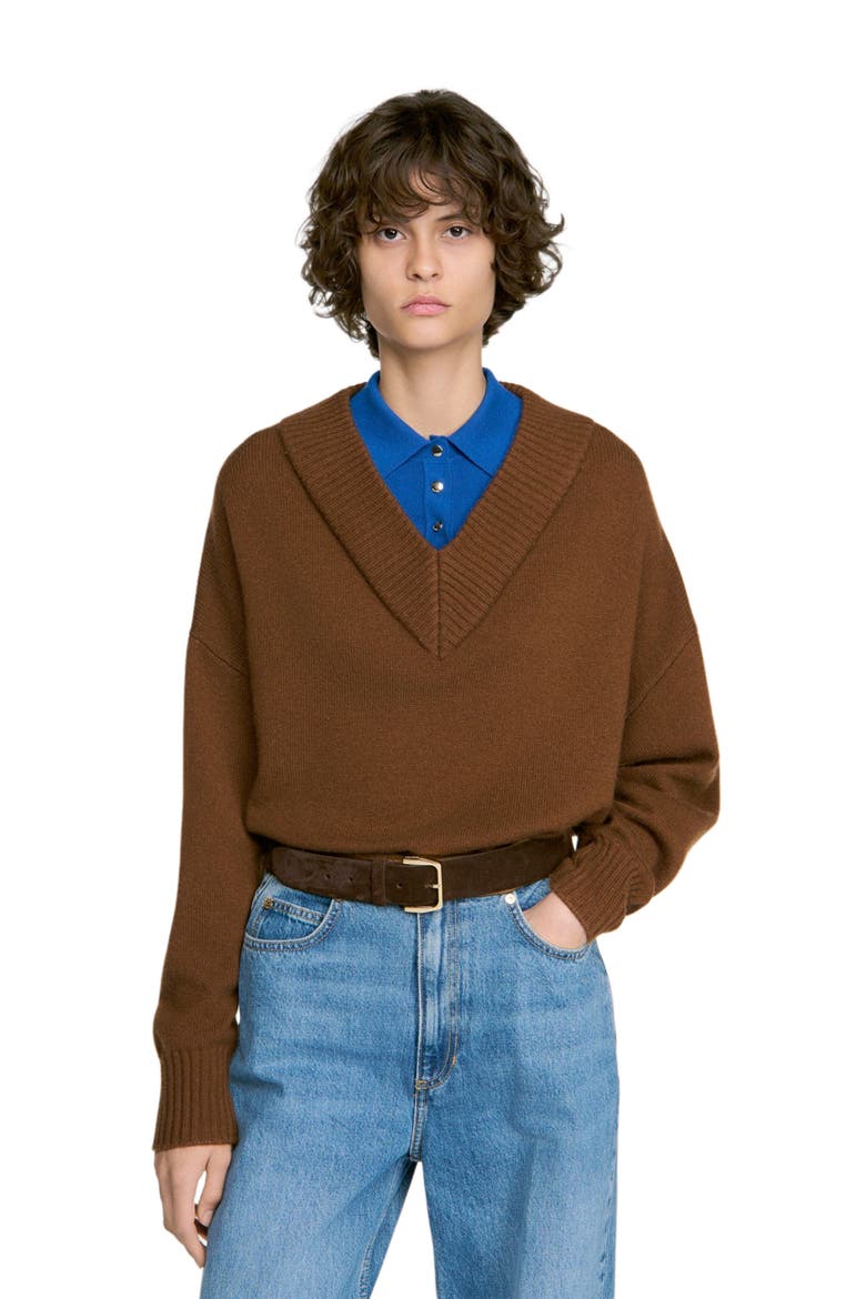 2-in-1 wool and cashmere sweater, Alternate, color, Camel