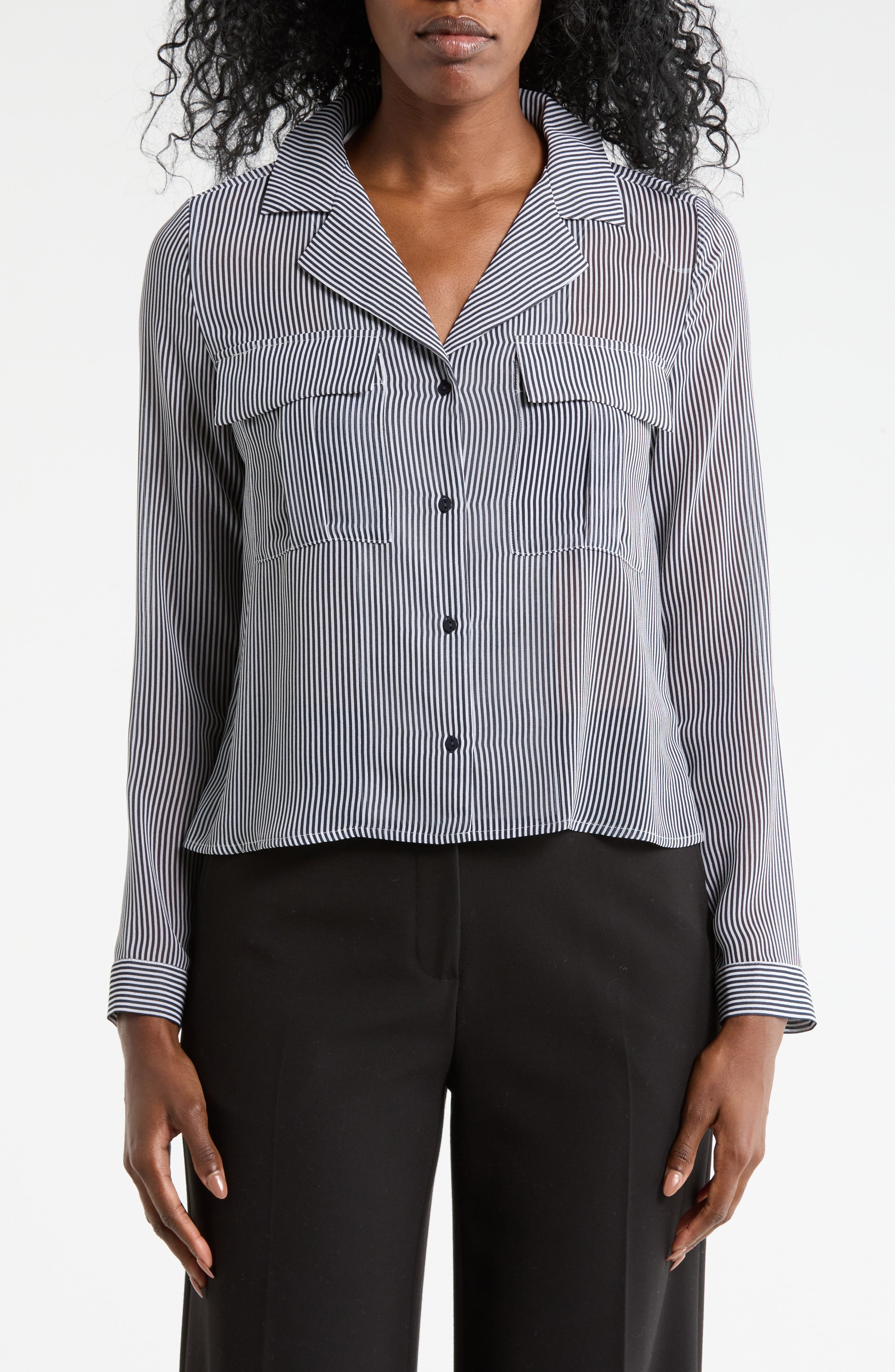 Print Long Sleeve Crop Blouse - image 5
