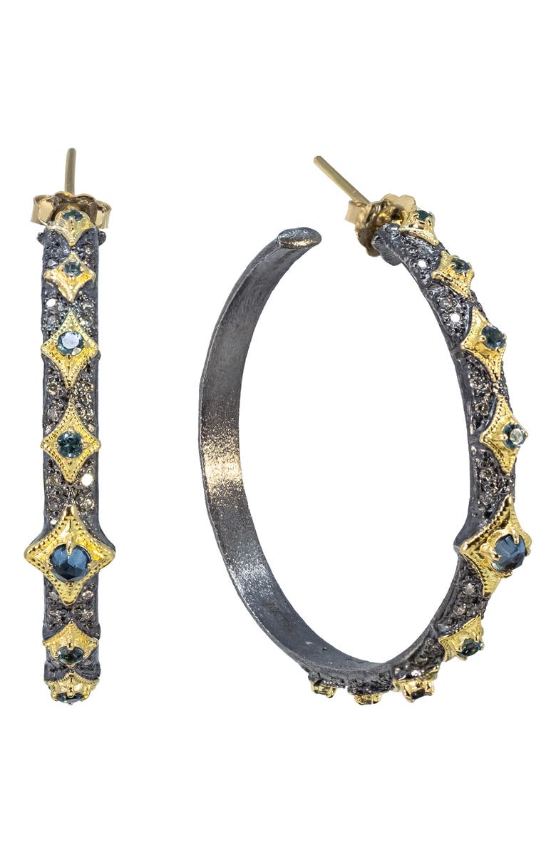 Armenta London Blue Topaz Hoop Earrings, Main, color, Blue