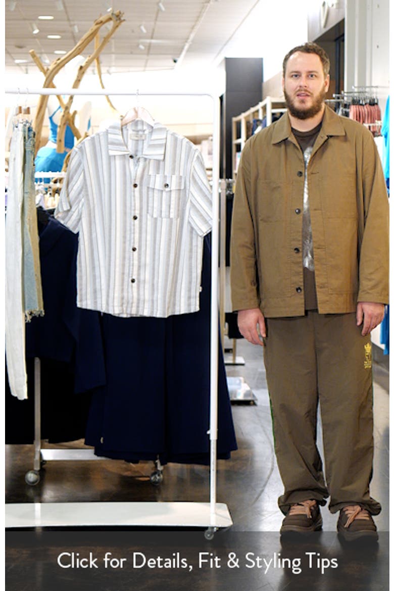 Umber Stripe Short Sleeve Linen Blend Button-Up Shirt video