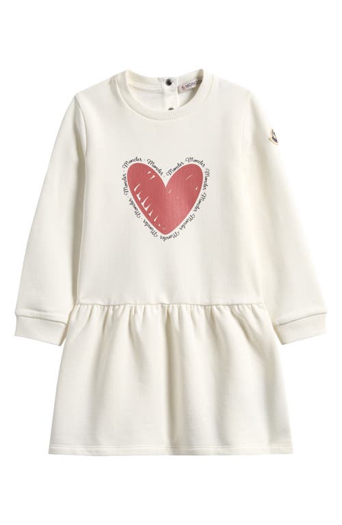 Moncler Kids' Heart Graphic Long Sleeve Dress In White