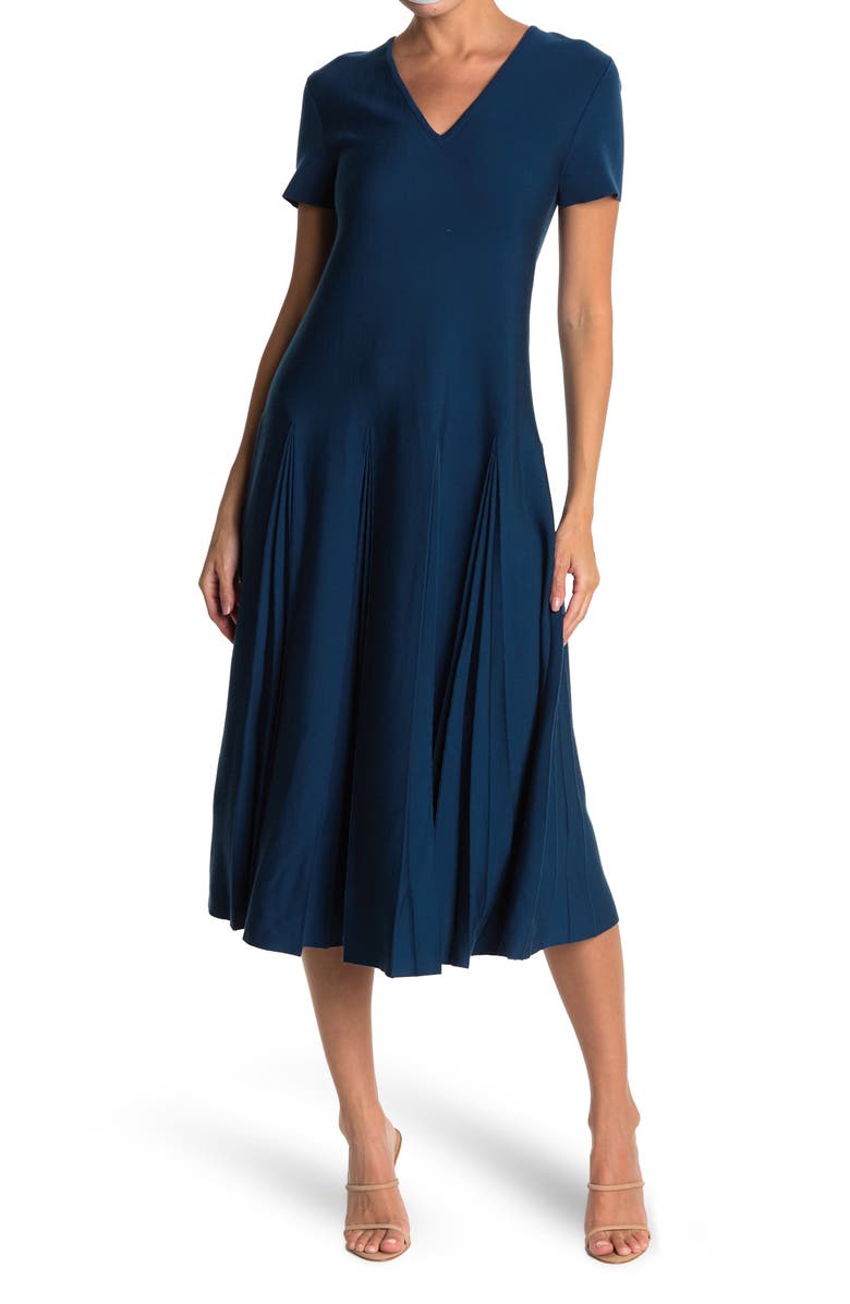 FERRAGAMO Pleated Wool Dress, Main, color,