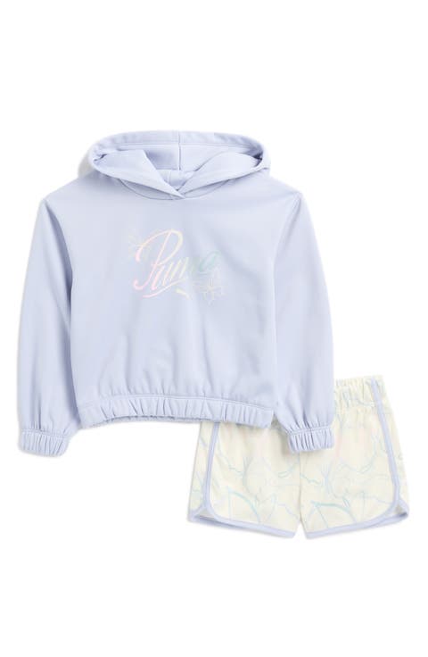 Kids' Cropped Logo Hoodie & Shorts Set (Little Kid)