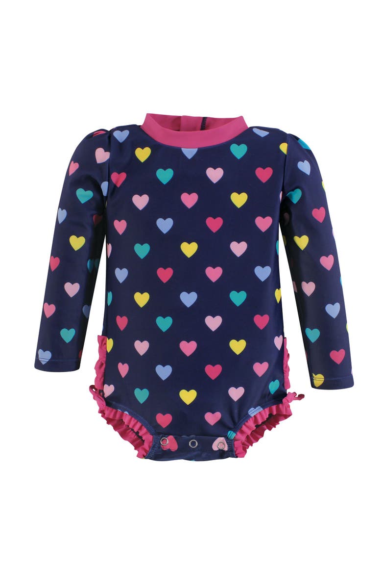 Rashguard Baby and Toddler Swimsuit, Main, color, Navy Hearts