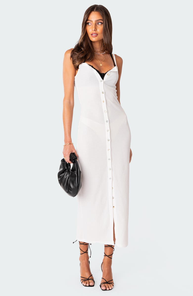 EDIKTED Sable Sheer Button-Up Maxi Dress, Alternate, color, 