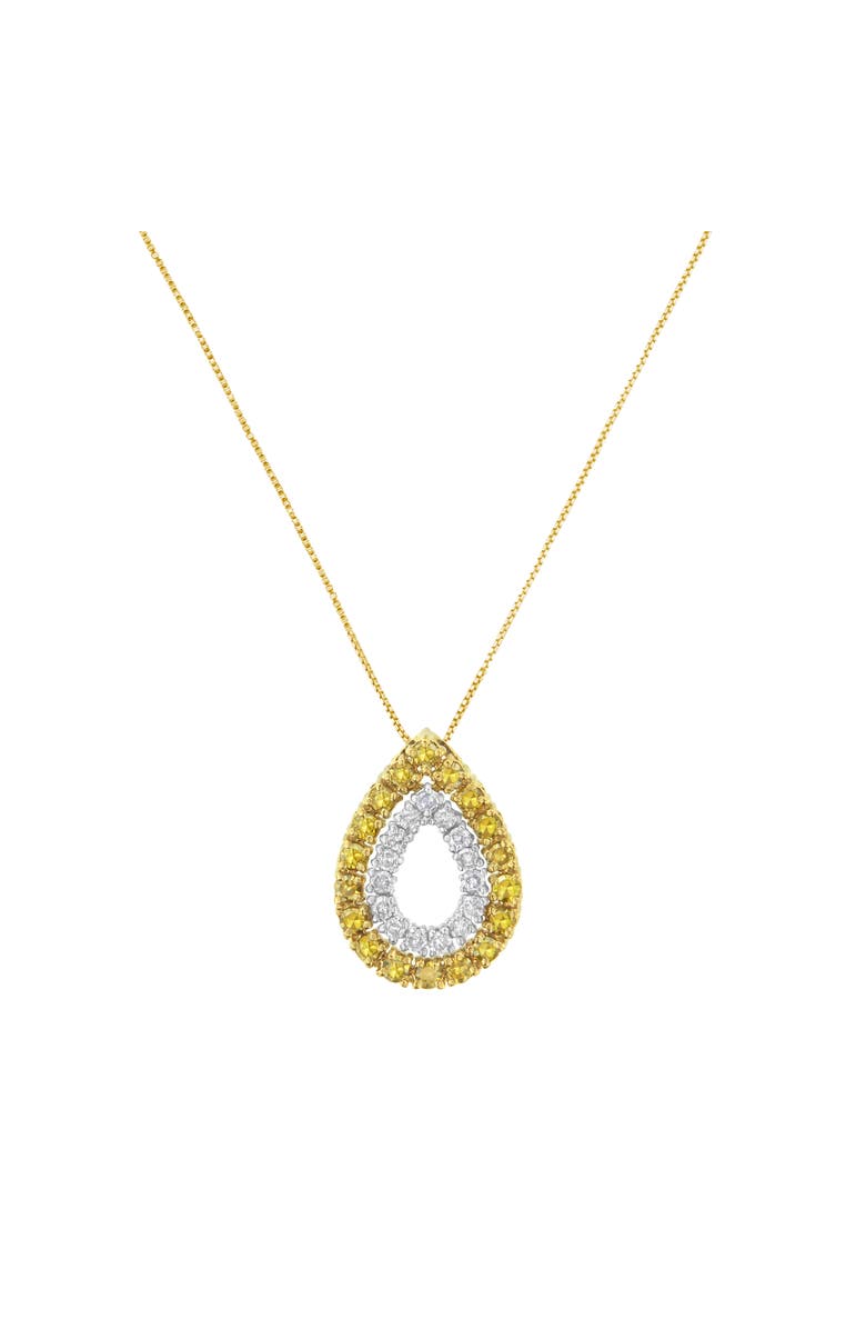 Haus of Brilliance Yellow Gold Plated Silver Treated Yellow Diamond Pear Shape Pendant Necklace, Alternate, color, Yellowwhite | Diamond