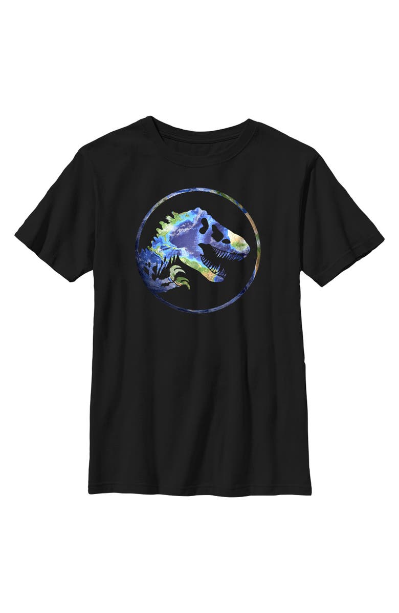 JURASSIC WORLD Boy's Jurassic World Earth Day T. Rex Logo Graphic T-Shirt, Main, color, Black