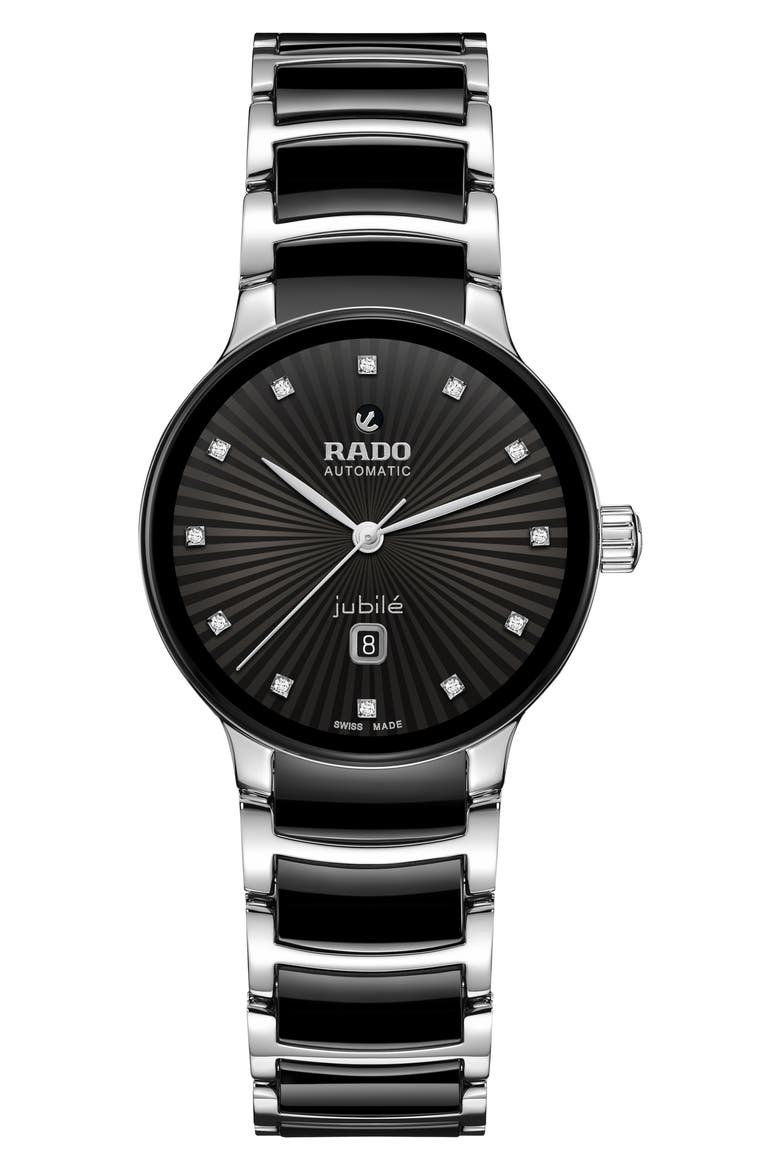 Centrix Diamond Ceramic Bracelet Watch, Main, color, BLACK