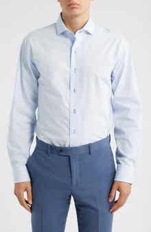 Lorenzo Uomo Trim Fit Light Blue Cotton Dress Shirt