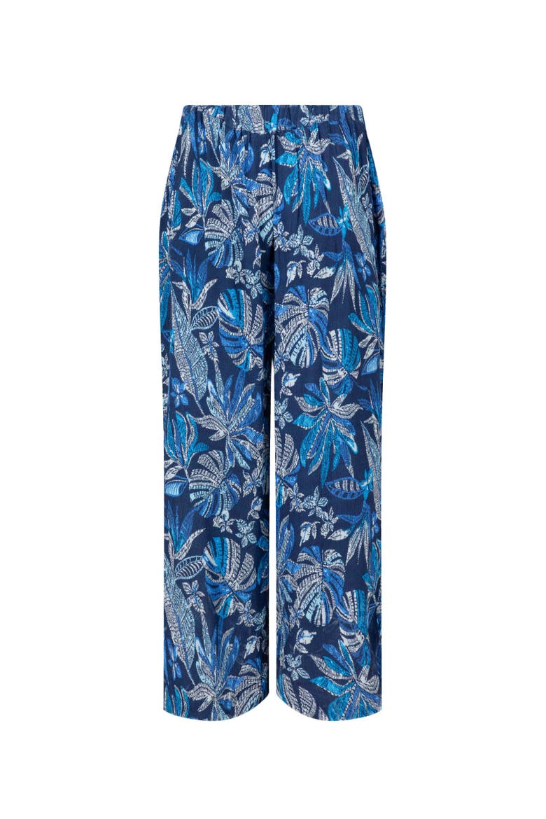 Sarita Printed Wide Leg Cropped Trousers, Alternate, color, Blue Indigo