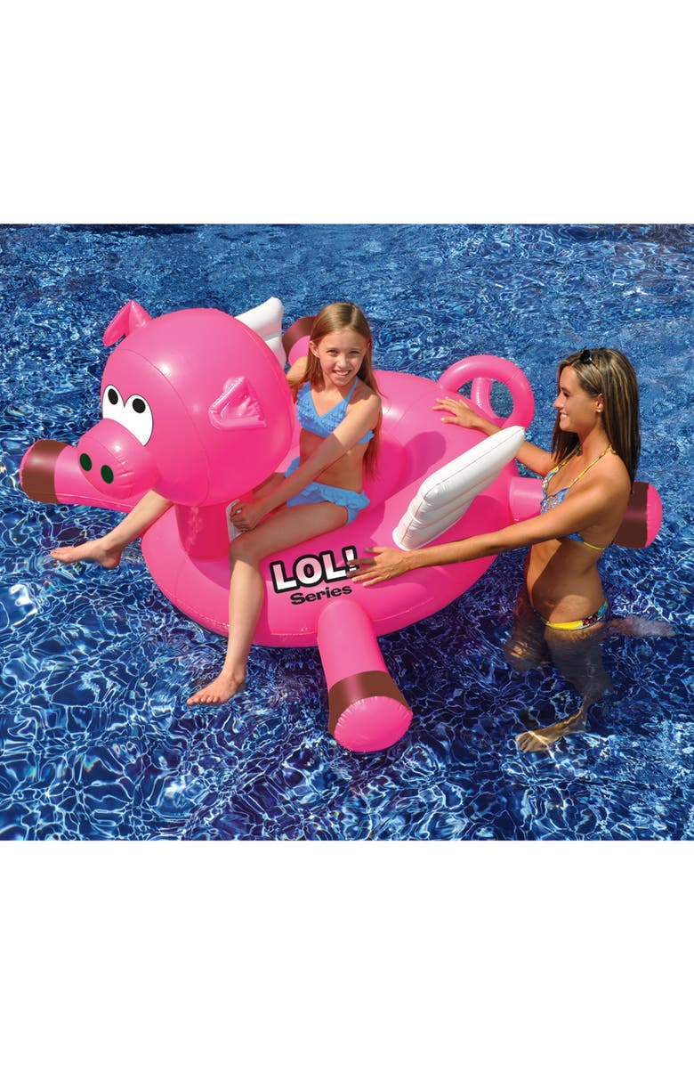 Swimline Lol Series Flying Pig Pool Float, Alternate, color, Pink