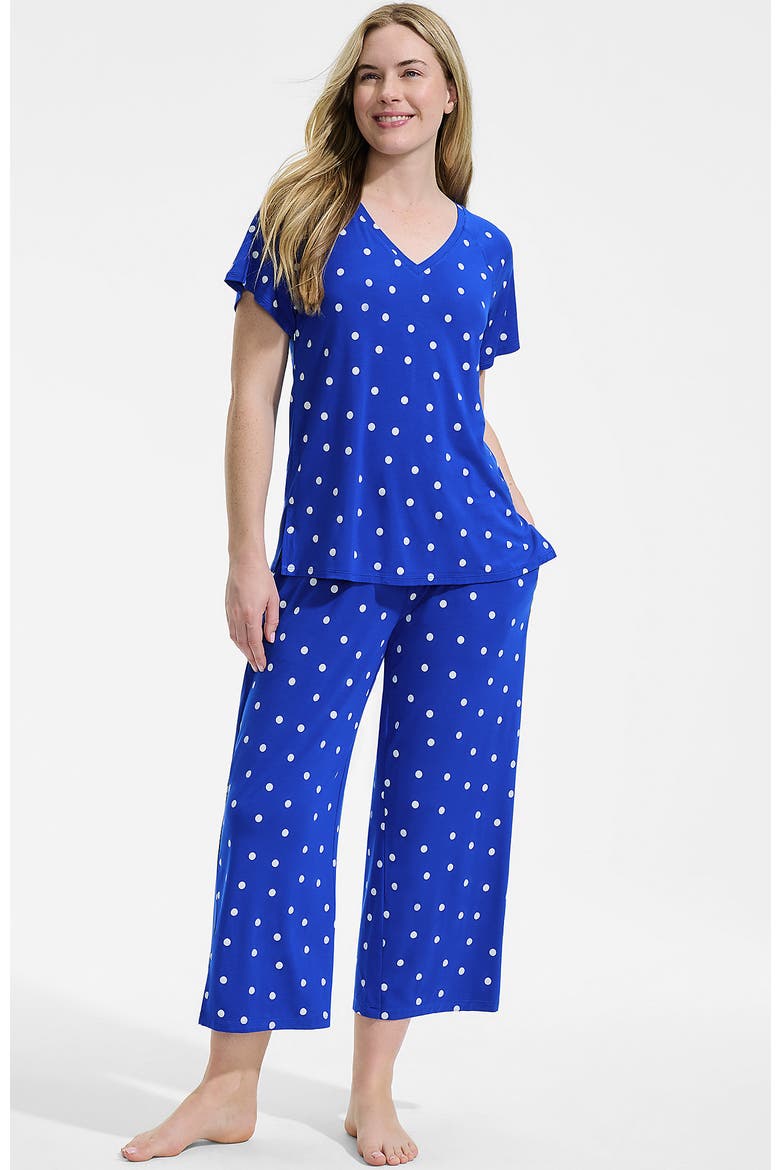 Cooling Pajama Set - Short Sleeve Top and Crop Pants, Main, color, Vibrant Lapis Dot