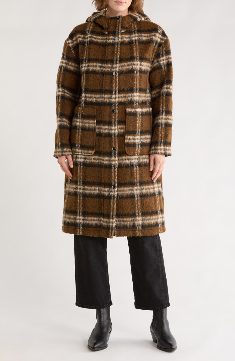 Lucky Brand Missy Hooded Jacket, Main, color, Brown Fuzzy