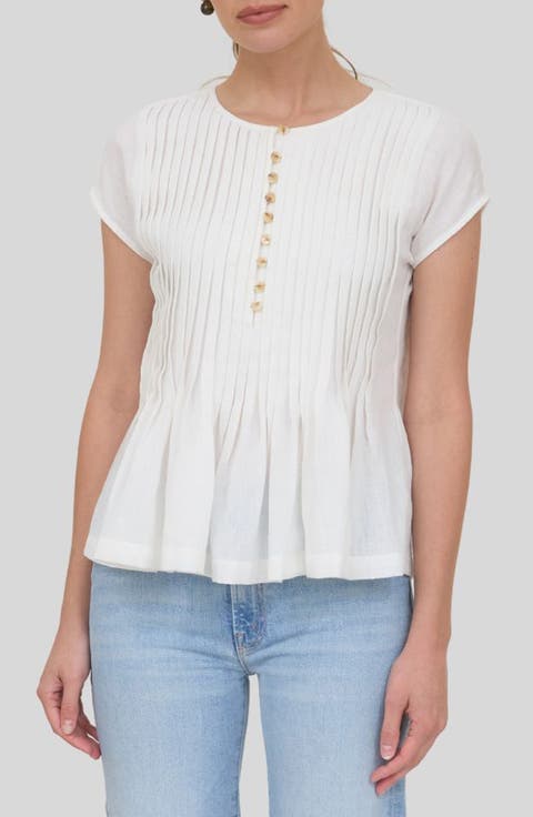 Pintuck Pleat Peplum Top
