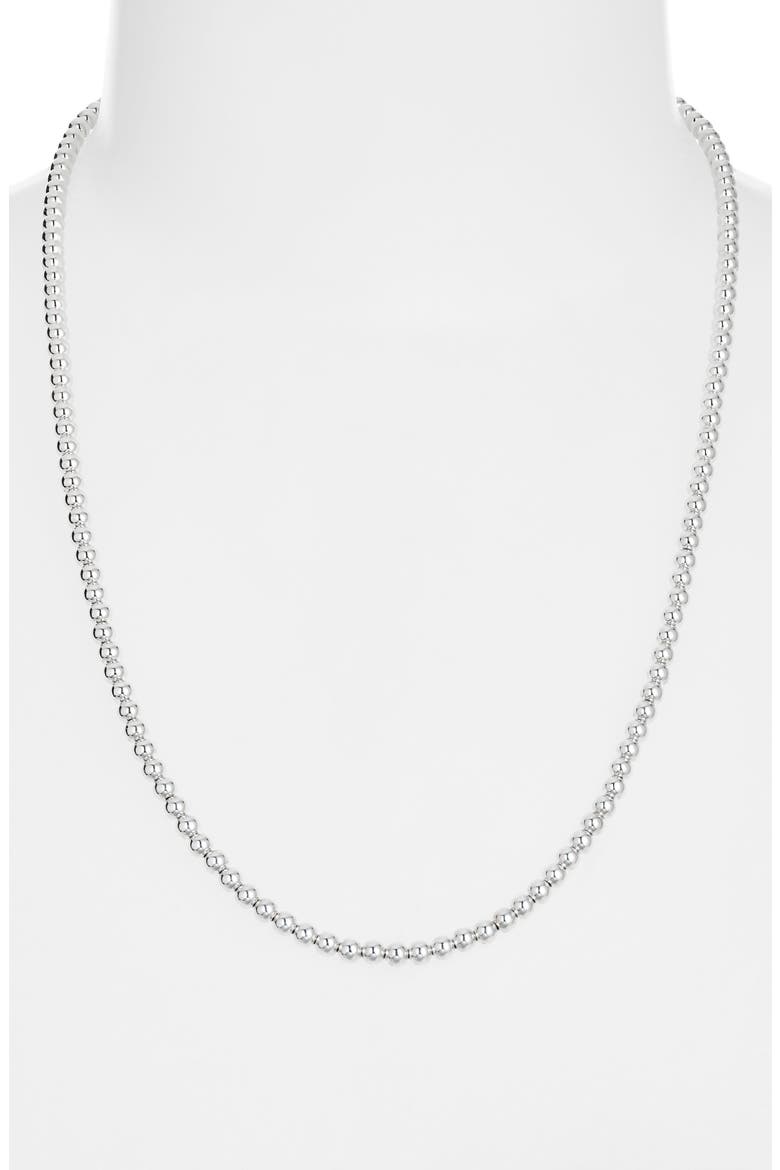 Men's Spiritual Beads Metal Bead Necklace, 4mm, Alternate, color, SILVER