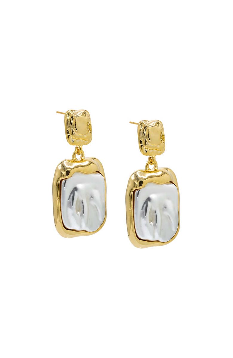 BY ADINA EDEN Fluid Gold & Pearl Drop Stud Earring, Main, color, Pearl White