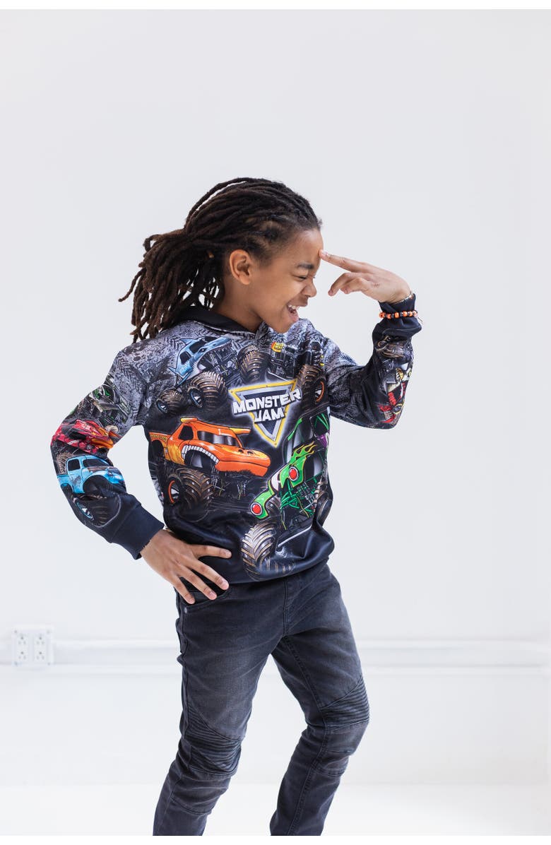 Monster Jam Fleece Hoodie, Alternate, color, Black