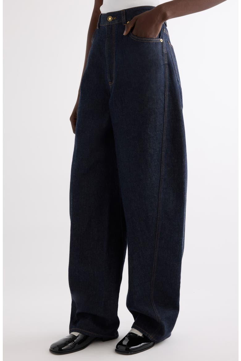 Coccon Denim Trousers, Alternate, color, DARK BLUE