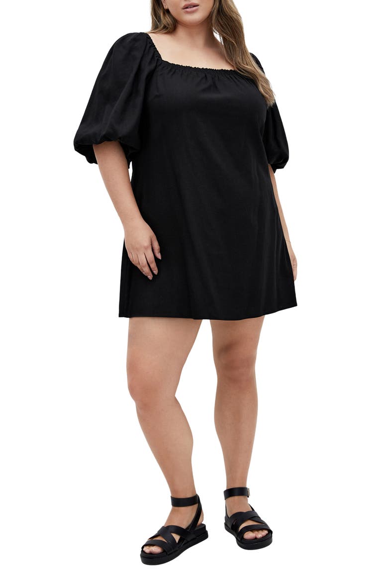 Chrissy Balloon Sleeve Minidress, Main, color, BLACK