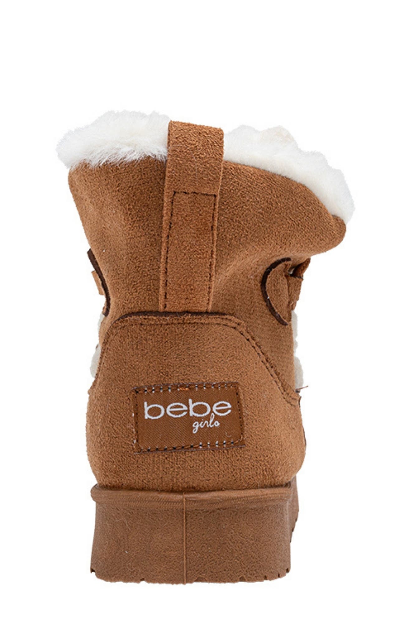 bebe Kids' Faux Fur Trim Winter Boot, Alternate, color, 