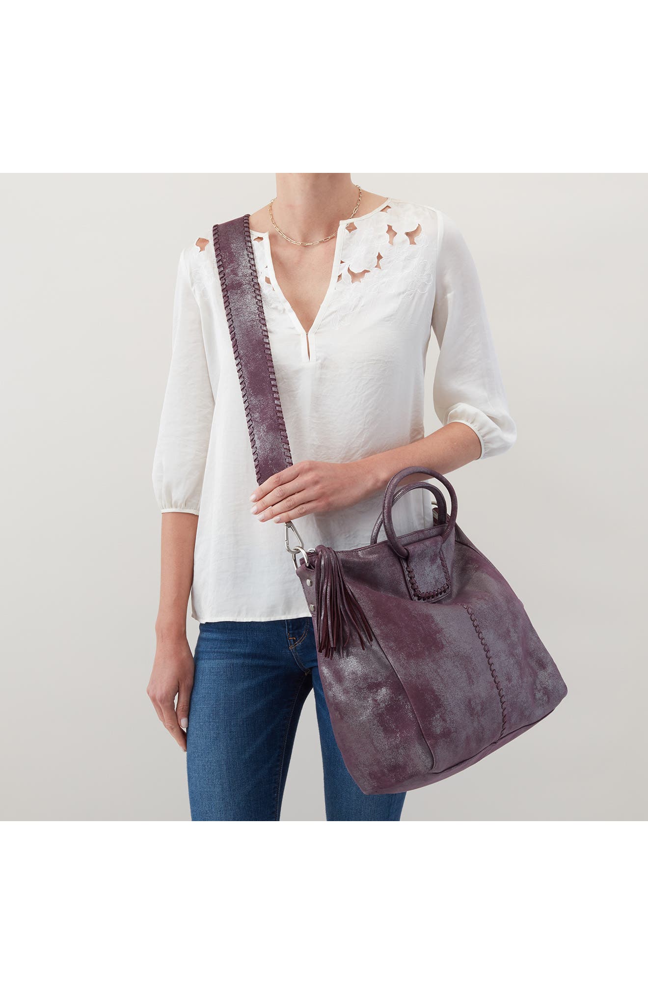 Sheila Large Satchel, Alternate, color, PLUM GRAPHITE