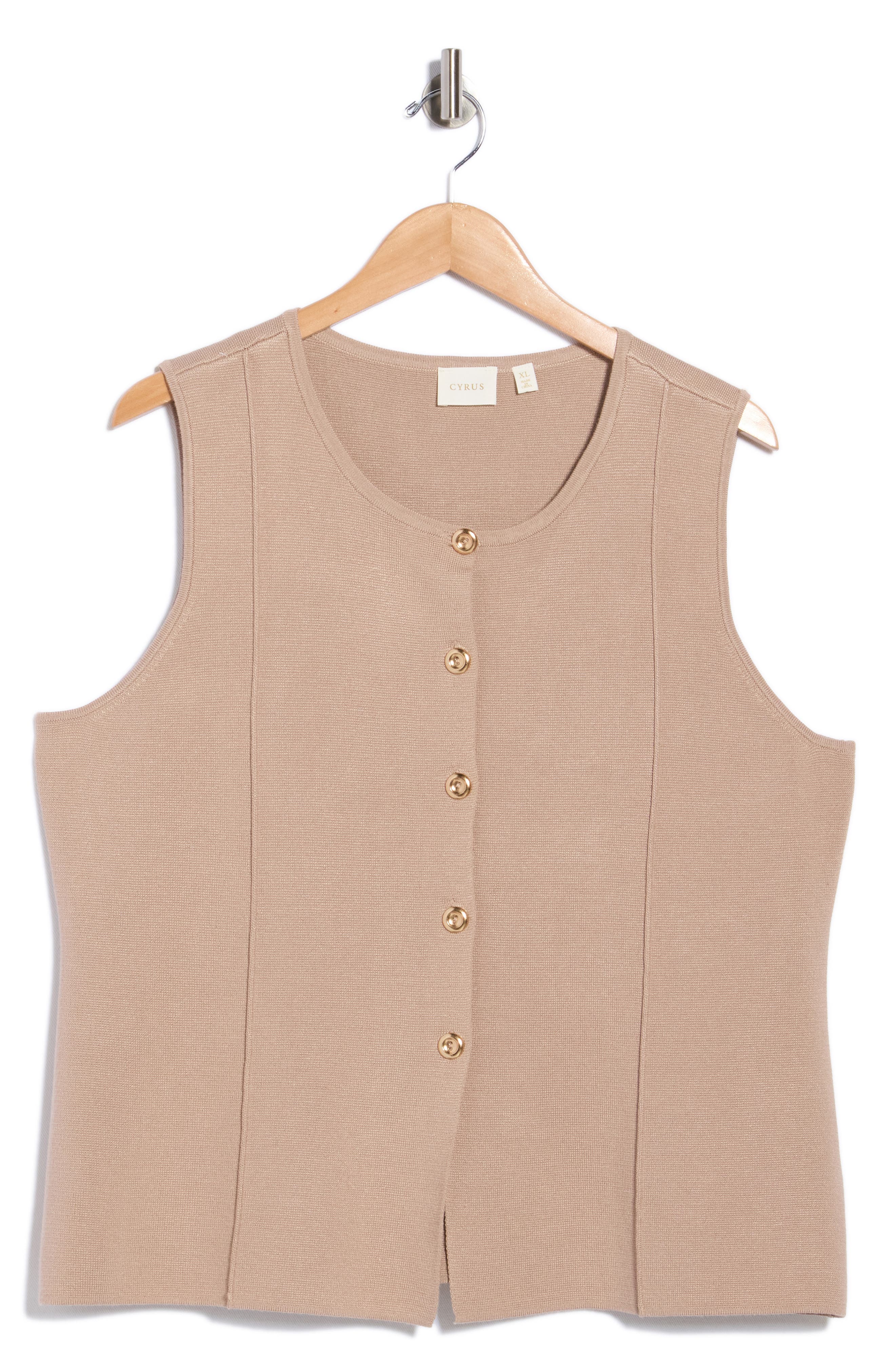 Button Front Sleeveless Vest