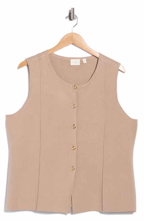 Button Front Sleeveless Vest