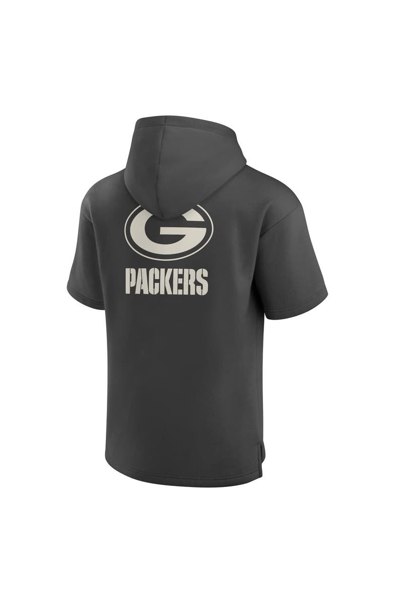 FANATICS Men's Fanatics Charcoal Green Bay Packers Elements Future Ground Lettering Short Sleeve Pullover Hoodie, Alternate, color, 