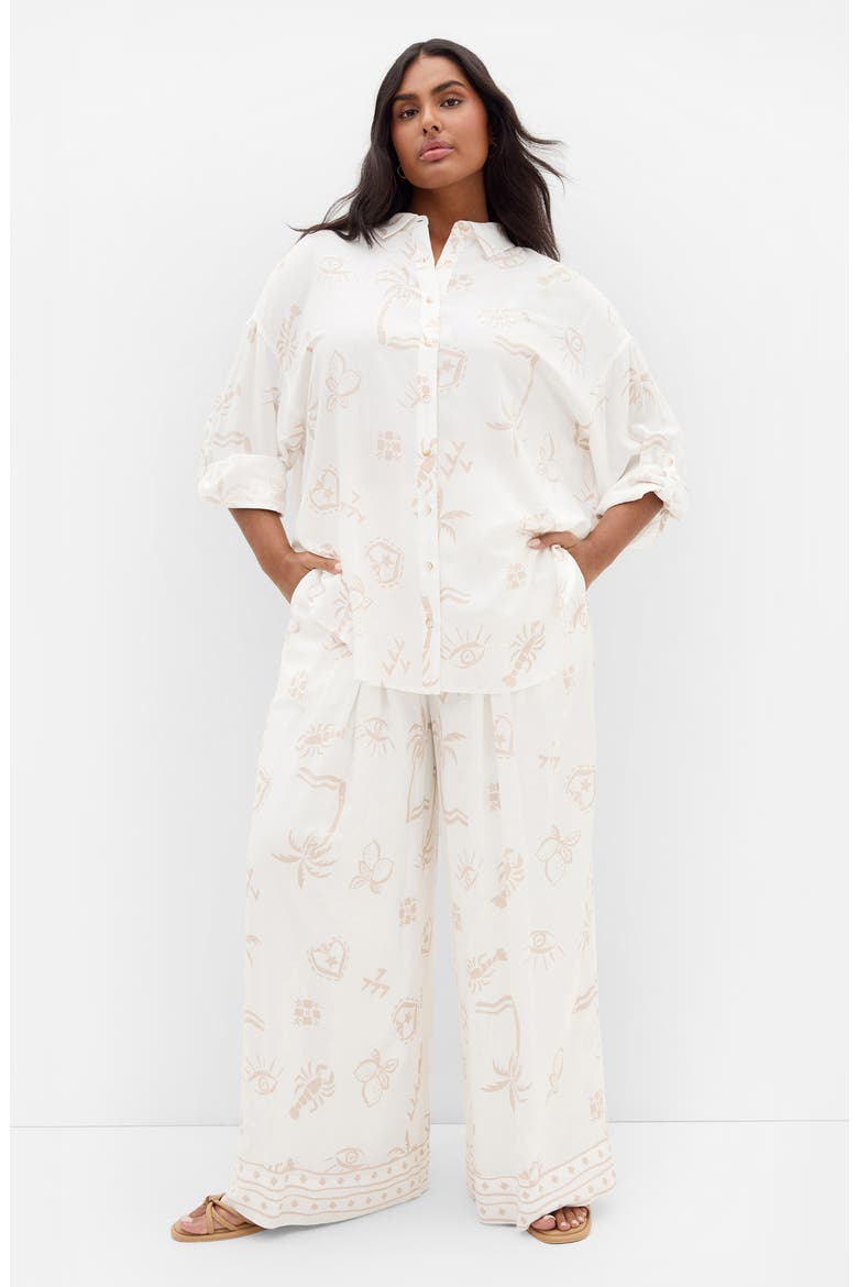 Alessia Print Shirt, Alternate, color, STONE CONVERSATIONAL