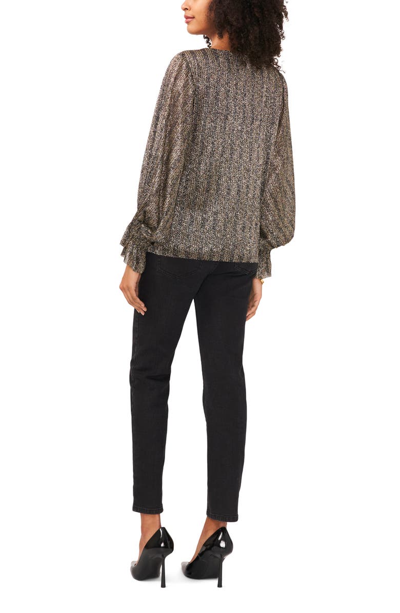 Vince Camuto Metallic Stripe Long Sleeve Top, Alternate, color, 