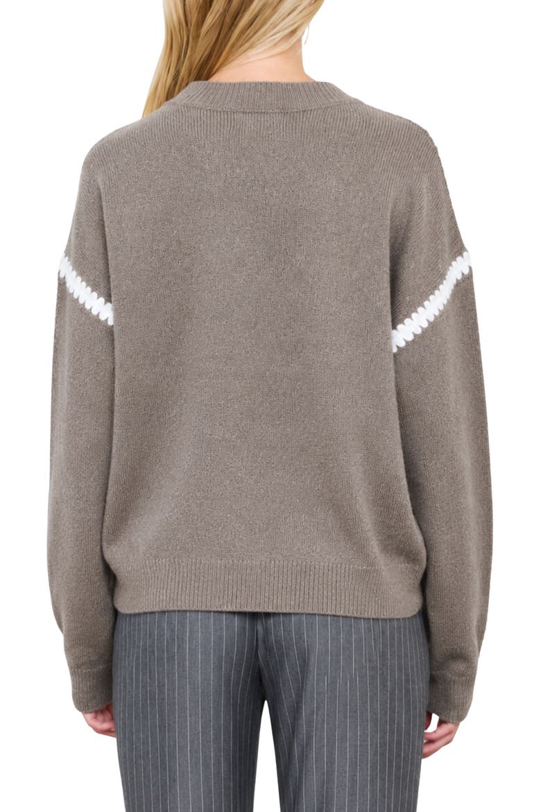 Marled Contrast Stitch Crewneck Sweater, Alternate, color, TAUPE MULTI