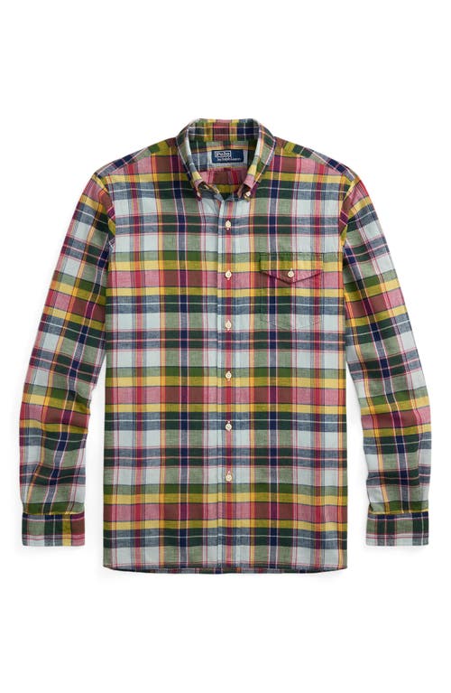 POLO RALPH LAUREN POLO RALPH LAUREN BLEEDING MADRAS PLAID BUTTON-DOWN SHIRT 