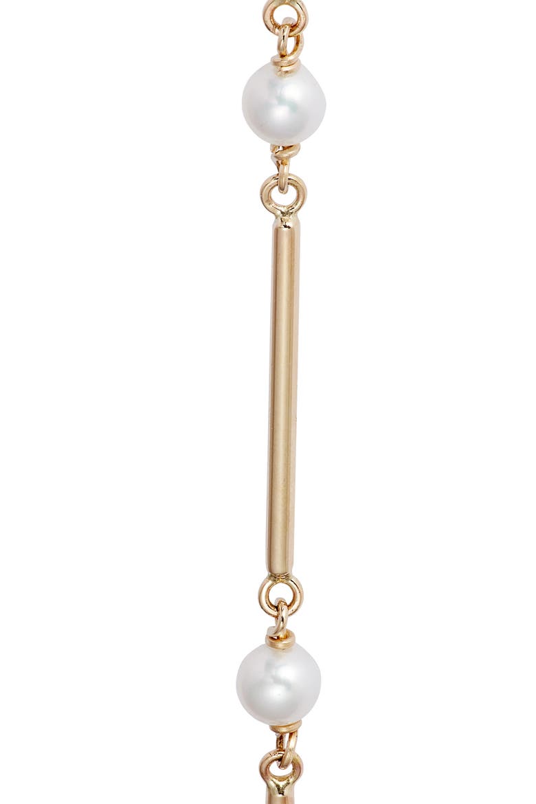 Cultured Pearl Linear Drop Earrings, Alternate, color, 14K YELLOW GOLD