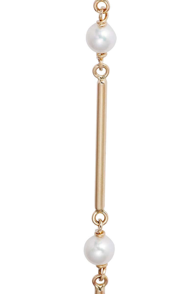 Poppy Finch Cultured Pearl Linear Drop Earrings, Alternate, color, 14K Yellow Gold
