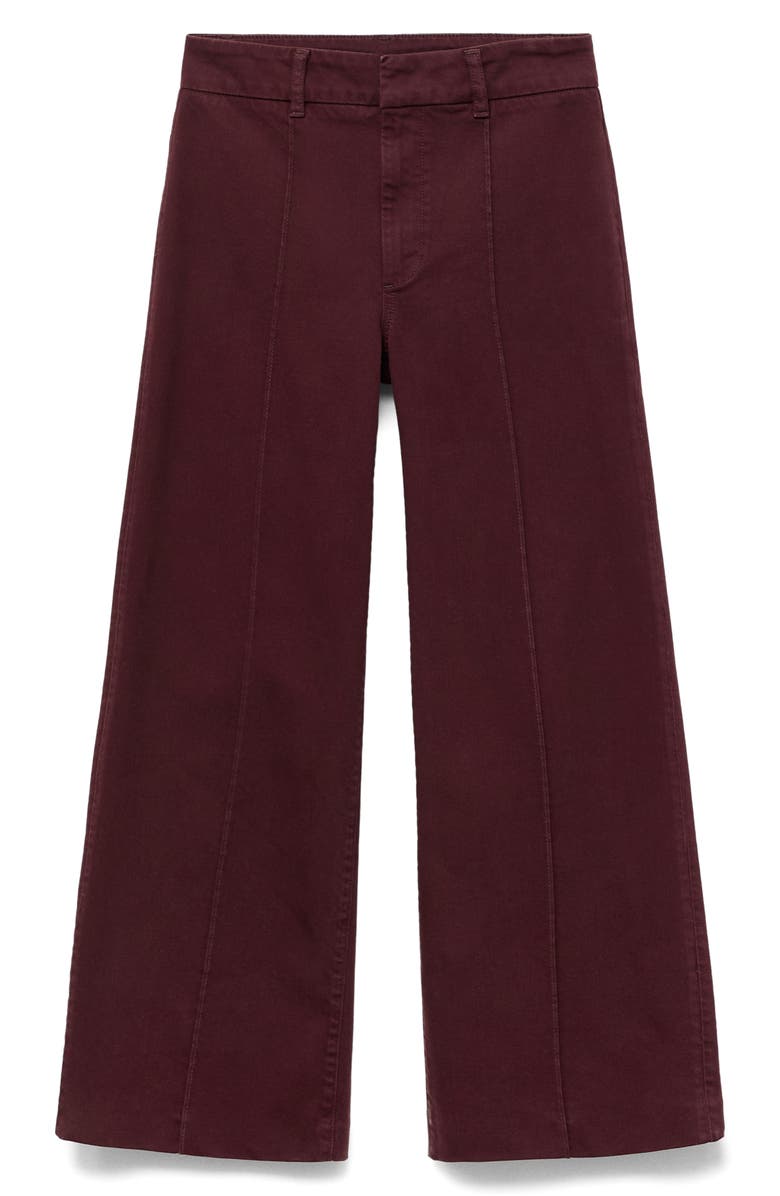 MANGO High Waist Wide Leg Twill Pants, Alternate, color, Wine