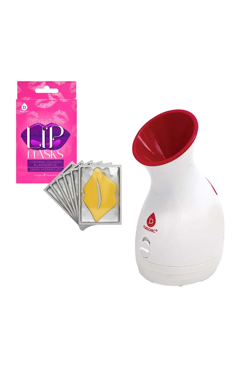 PURSONIC Spa-Ready Skincare Bundle Facial Steamer & Hydrating Lip Masks, Main, color, Multicolor