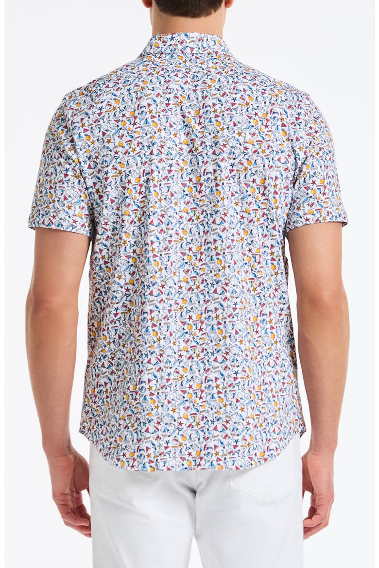 Summer Sails Short Sleeve Cotton Button-Up Shirt, Alternate, color, WHITE