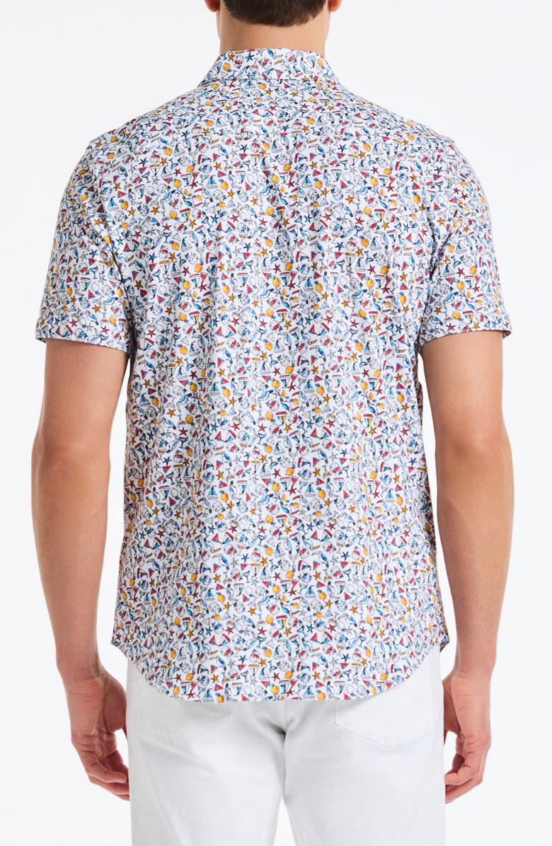Robert Graham Summer Sails Short Sleeve Cotton Button-Up Shirt, Alternate, color, White
