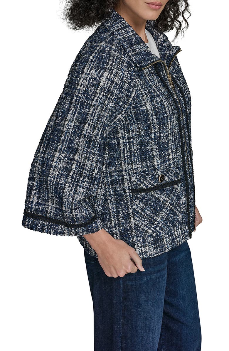 KARL LAGERFELD Tweed Capelet, Alternate, color, Blue Multi