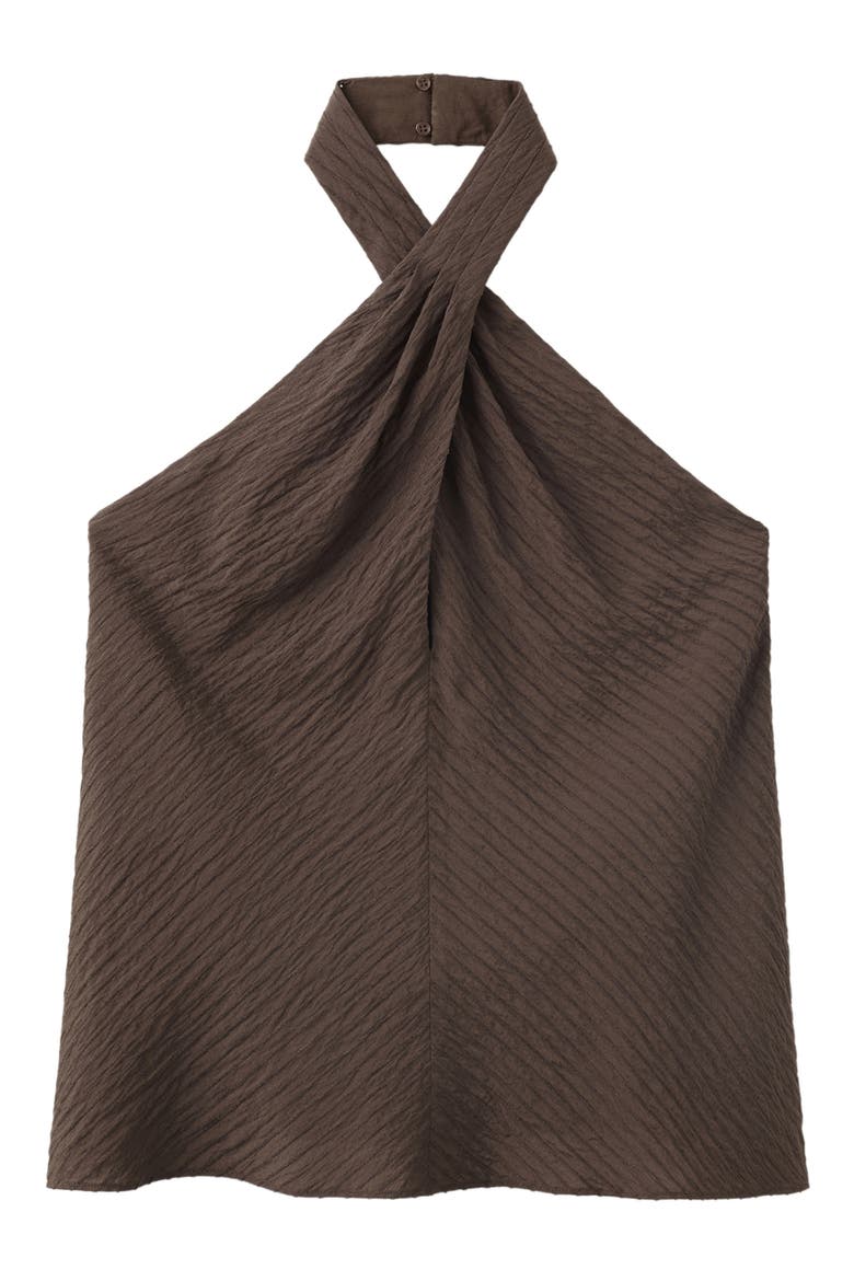 Textured Halter Top, Alternate, color, BROWN