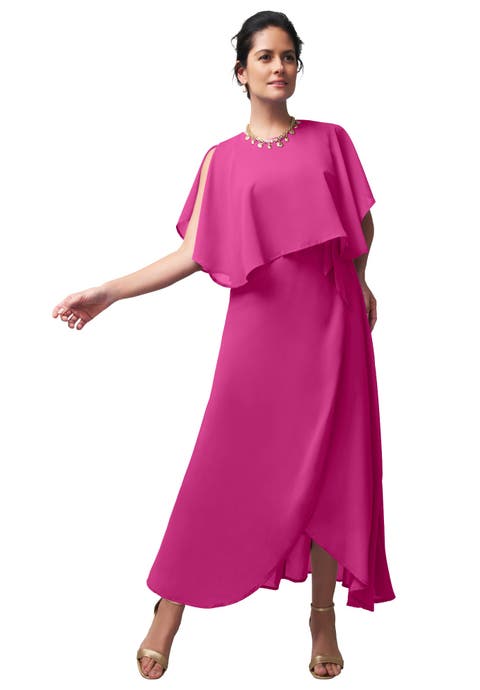 Georgette Maxi Cape Sleeve Dress (Plus)
