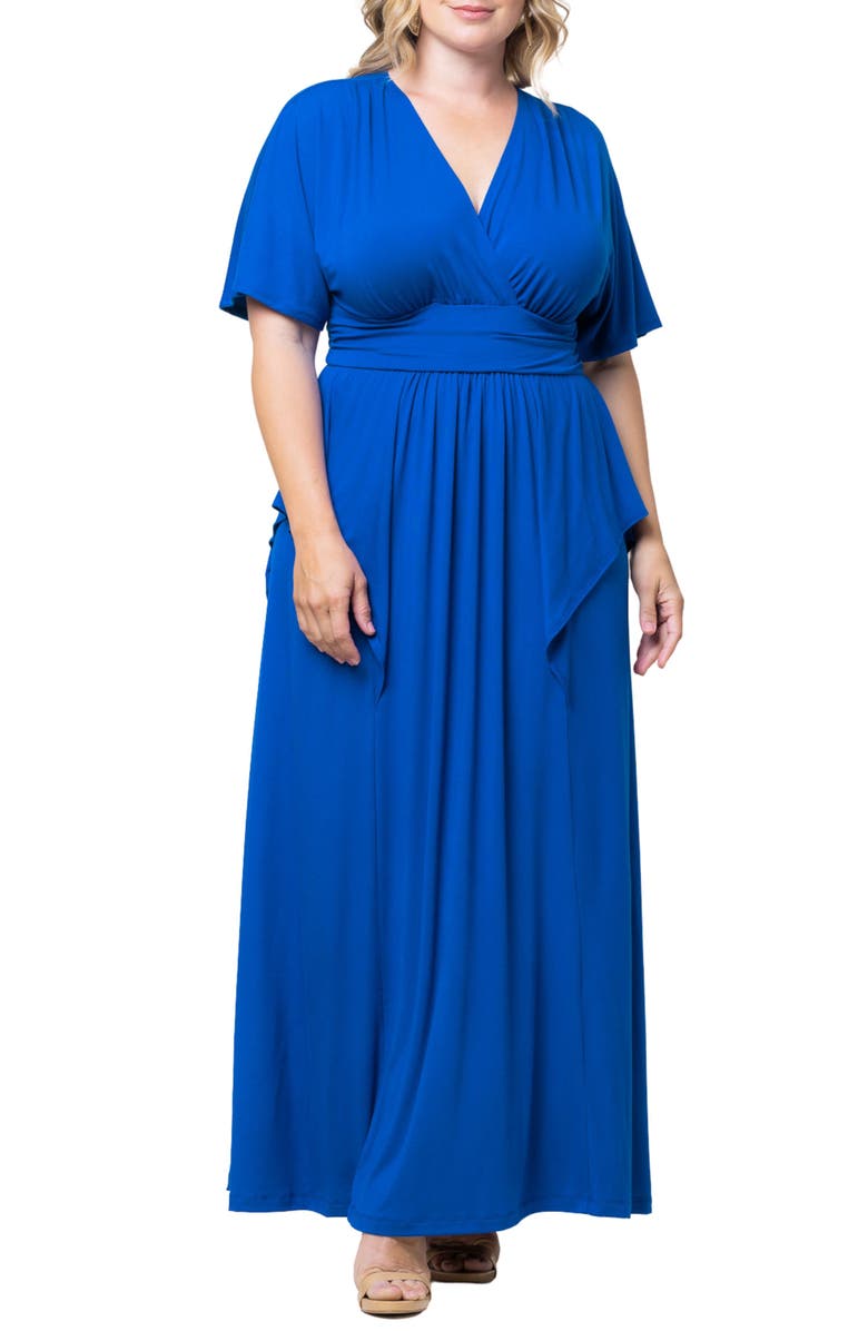 Kiyonna Indie V-Neck Fit & Flare Dress, Main, color, Cobalt Blue